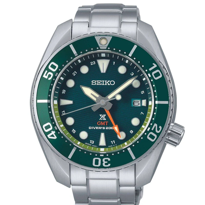 Seiko Prospex Aqua Sumo GMT Green Dial Steel Bracelet Men's Watch SFK003J1