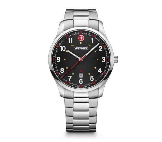Wenger Sports City Black Dial Stainless Steel Bracelet Men's Watch 01.1441.131
