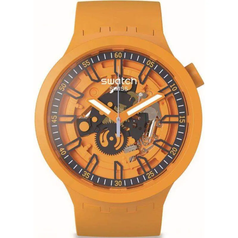 Swatch Fresh Orange Skeleton Dial & Orange Strap Watch SB01O101