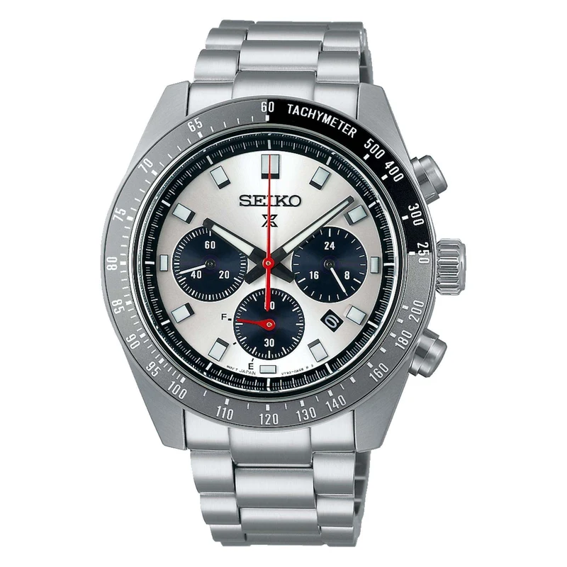 Seiko Prospex Speedtimer Go Large Solar Chronograph Silver Dial Stainless Steel Bracelet Men's Watch SSC911P1