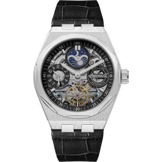 Ingersoll 1892 The Broadway Automatic Men's Watch with Black Dial and Black Leather Strap- I12903