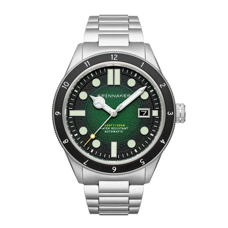 Spinnaker Cahill 300 Stone Green Dial Stainless Steel Bracelet Mens Watch SP-5096-33