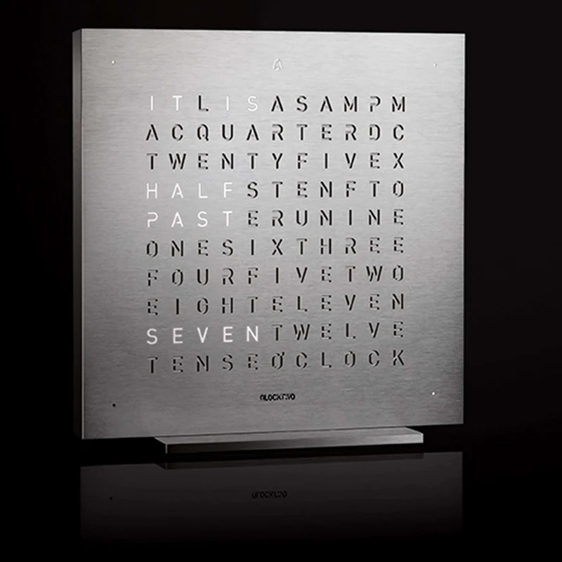 QLOCKTWO Touch Table Clock Full Metal Silver Body T4SENSS