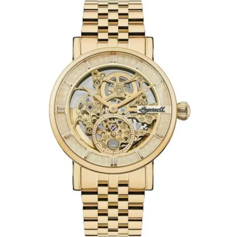Ingersoll 1892 The Herald Automatic Watch with a Pale Gold Dial and a Gold Stainless Steel Bracelet I00408