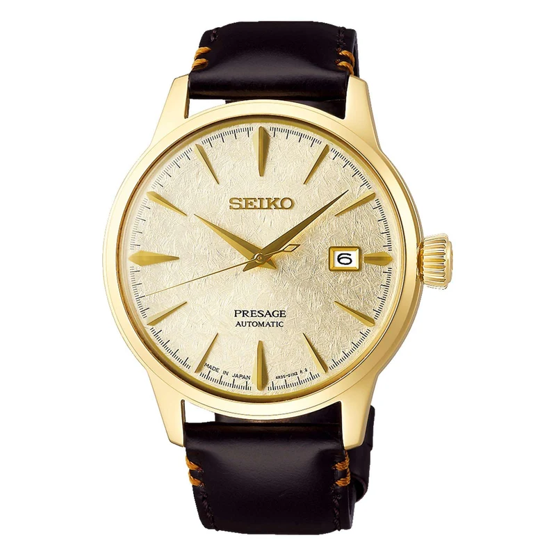 Seiko Presage Cocktail Time 'Houjou' Automatic Limited Edition Gold Dial Men's Watch SRPH78J1