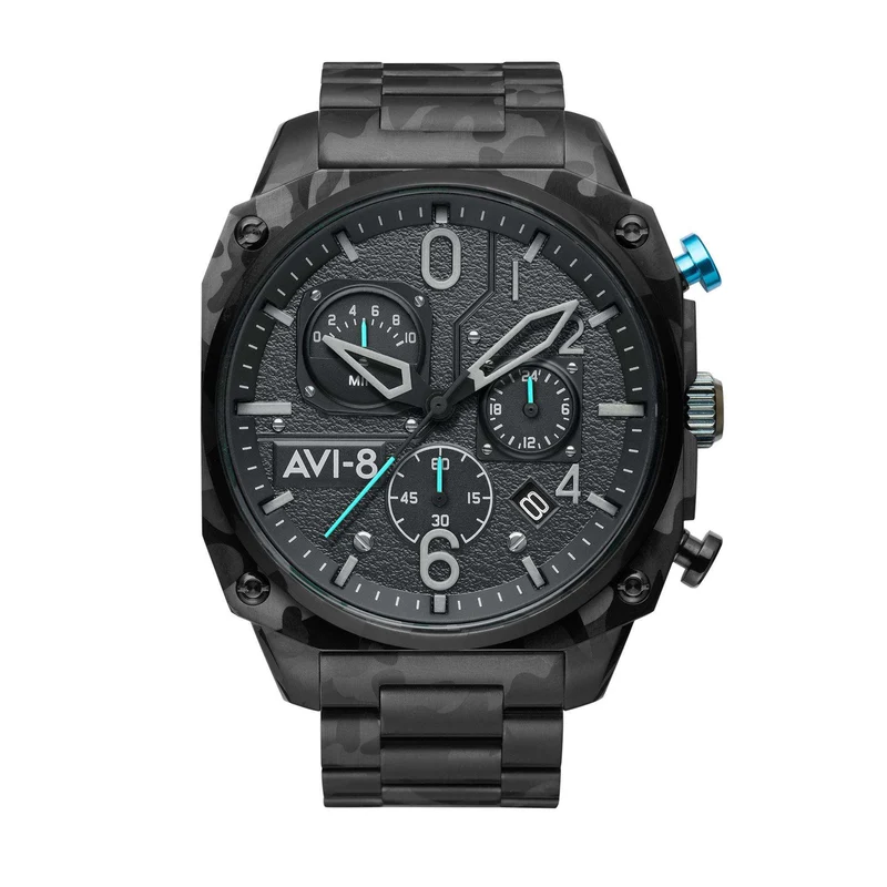 AVI-8 Hawker Hunter Retrograde Chronograph Night Camo Mens Watch AV-4052-11