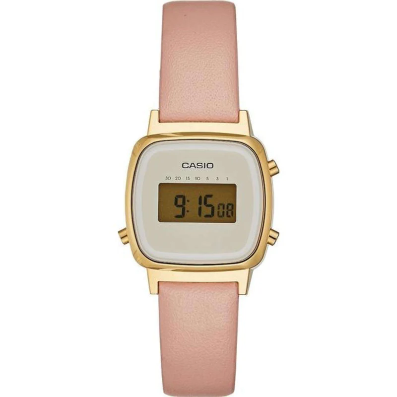 Casio Collection Quartz Digital Pink Leather Strap Ladies Watch LA670WEFL-4A2EF