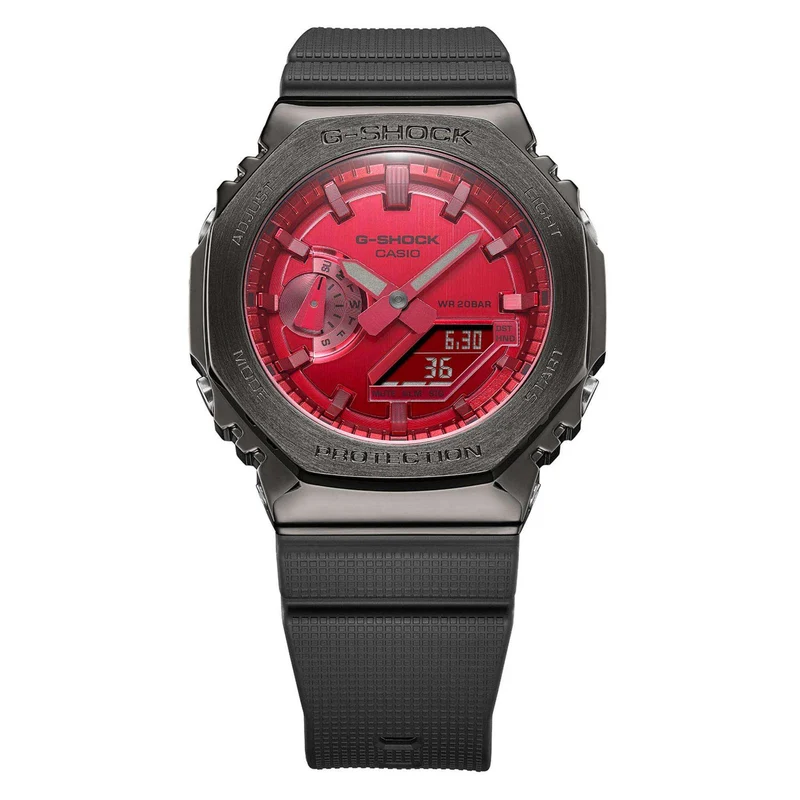 Casio G-Shock CasiOak Red Dial Alarm Chronograph Watch GM-2100B-4AER