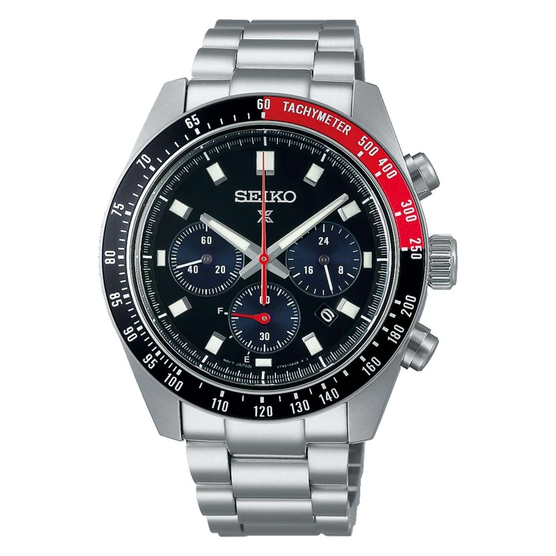 Seiko Prospex Speedtimer Solar Chronograph Black Dial Stainless Steel Bracelet Men's Watch SSC915P1