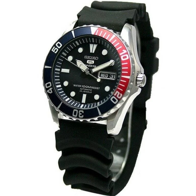 Seiko 5 Sports Automatic Blue Dial Black Rubber Strap Men’s Watch SNZF15K2