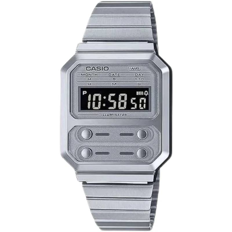 Casio Collection Digital Stainless Steel Watch A100WE-7BEF
