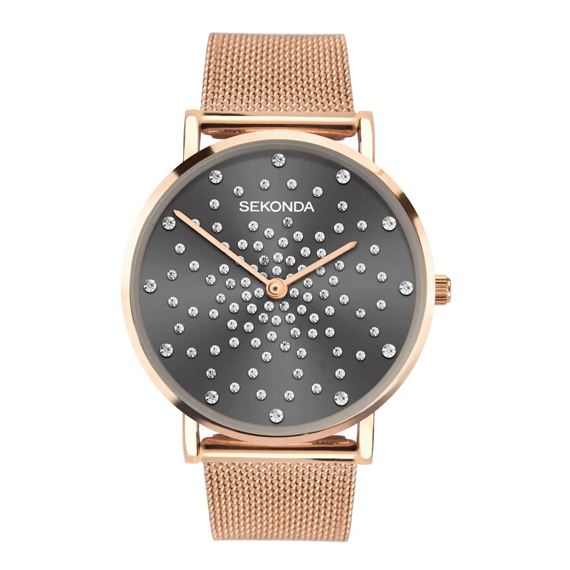Sekonda Fashion Quartz White Dial Rose Gold PVD Milanese Bracelet Ladies Watch 40029