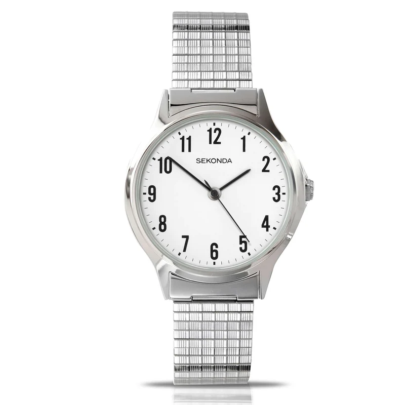 Sekonda Classic Quartz White Dial Silver Expander Stainless Steel Bracelet Men's Watch 3751