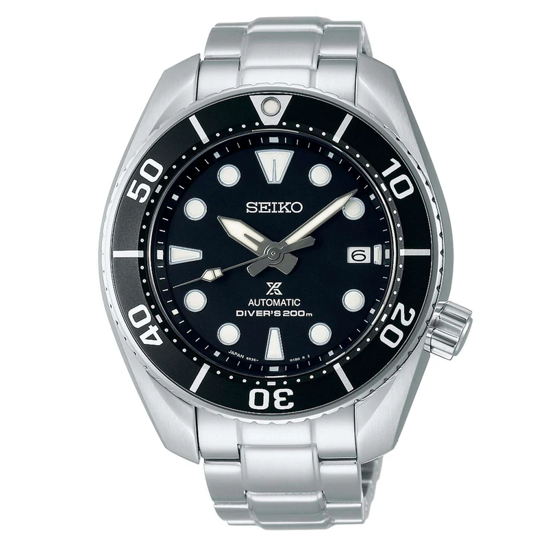 Seiko Prospex 'Sumo' Silver Automatic Black Dial Stainless Steel Men's Watch SPB101J1