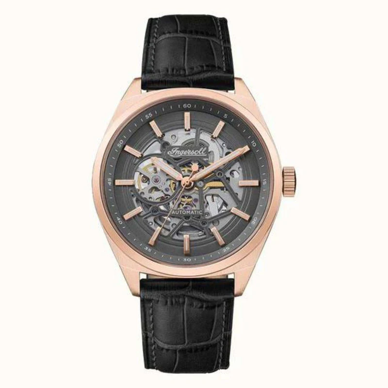 Ingersoll 1892 The Shelby Automatic Men's Watch with Grey Dial and Black Leather Strap - I12002