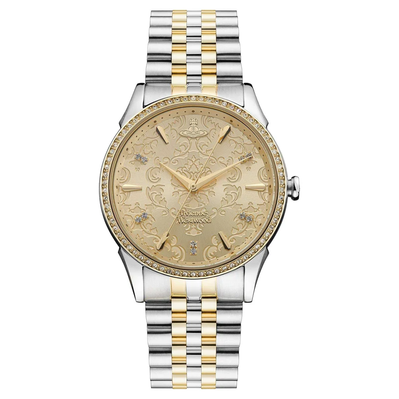 Vivienne Westwood The Wallace 38mm Gold Dial Steel Ladies Quartz Watch VV208CPSG