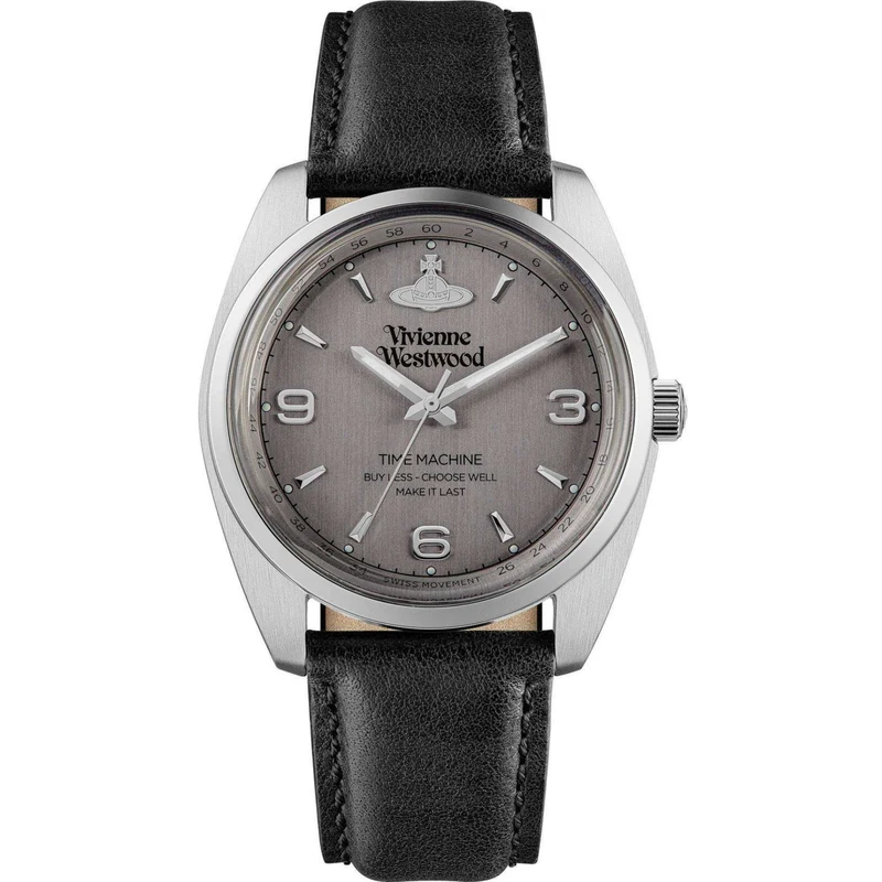 Vivienne Westwood Pennington Grey Dial Black Leather Strap Watch VV274CGBK