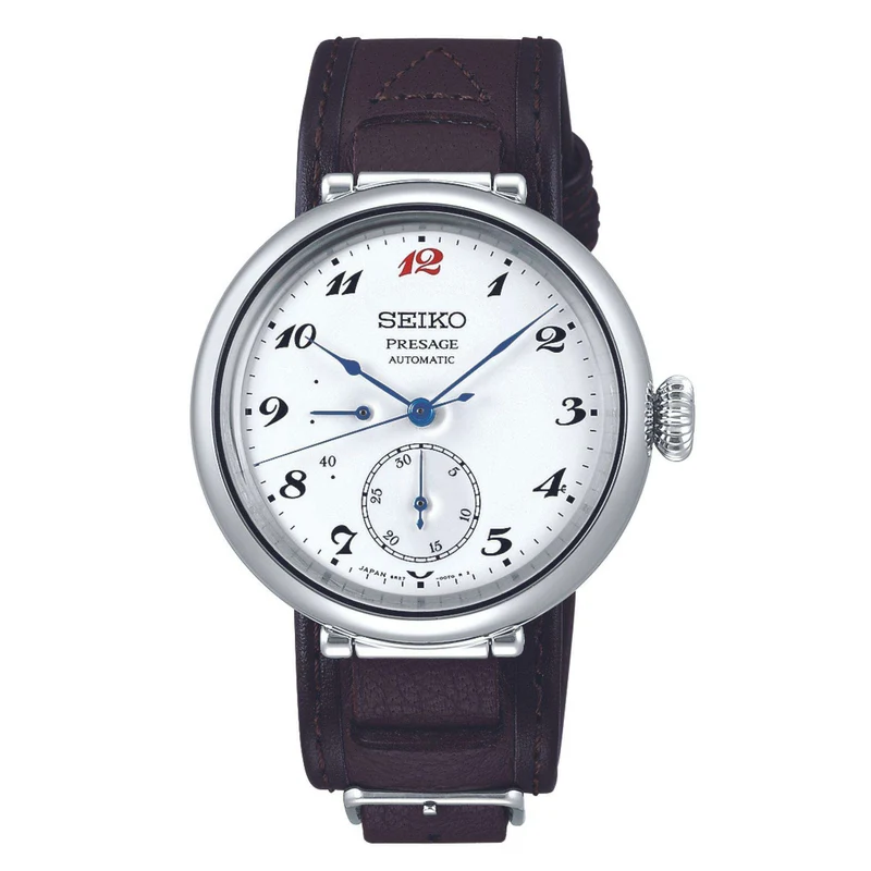 Seiko Presage Takumi 110th Anniversary "Laurel" White Dial Black Leather Strap Men's Watch SPB359J1