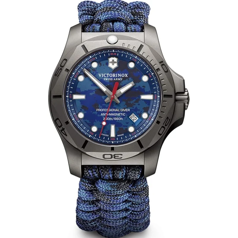 Victorinox I.N.O.X 45mm Blue Dial Camo Paracord Mens Quartz Watch 241813.2