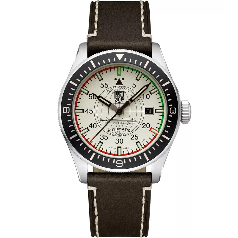 Luminox Constellation 9600 Series 42mm Beige Dial Leather Mens Automatic Watch XA.9607