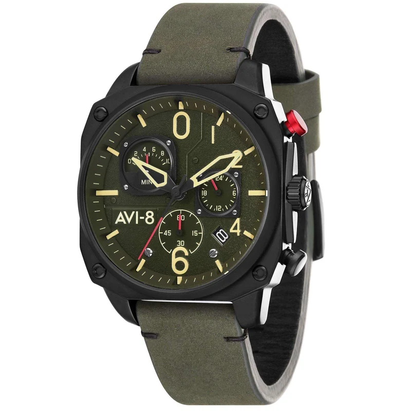 AVI-8 Hawker Hunter Retrograde Chronograph Deep Green Black Mens Watch AV-4052-08