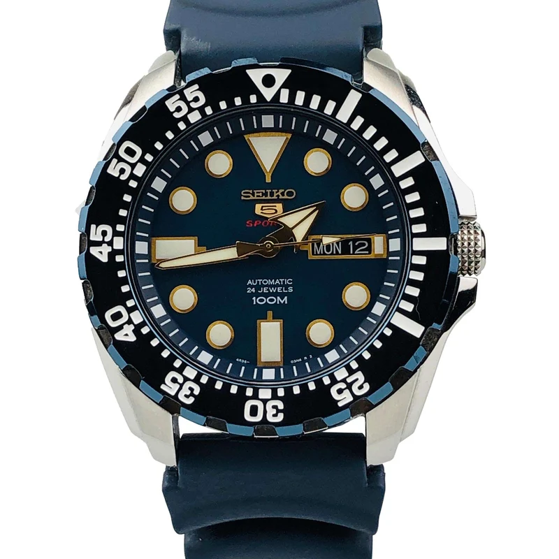 Seiko 5 Sports Automatic 'Blue Monster' Silicone Strap Blue Dial Men's Watch SRP605K2