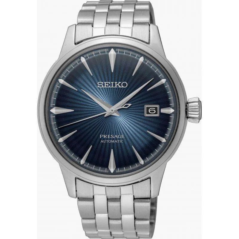 Seiko Presage Cocktail Time Blue Moon Automatic Blue Dial Silver Stainless Steel Men's Watch SRPB41J1