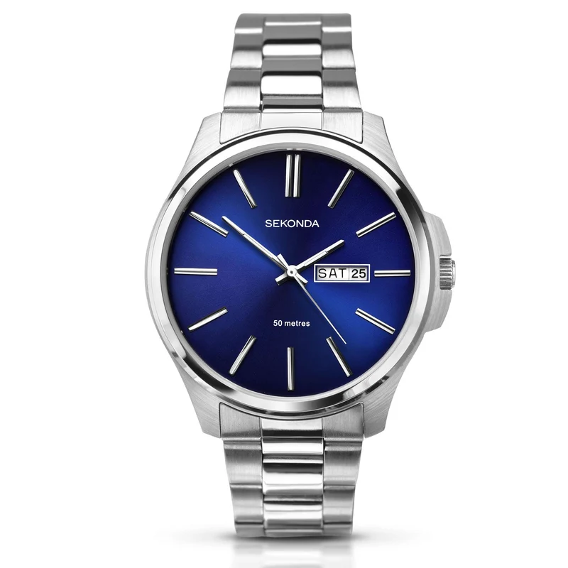 Sekonda Classic Quartz Blue Dial Stainless Steel Bracelet Men's Watch 1224