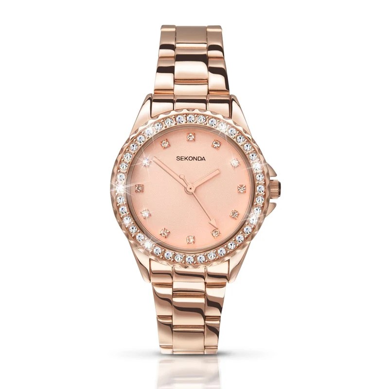 Sekonda Temptations Quartz Rose Gold Dial PVD Stainless Steel Case Ladies Watch 4253