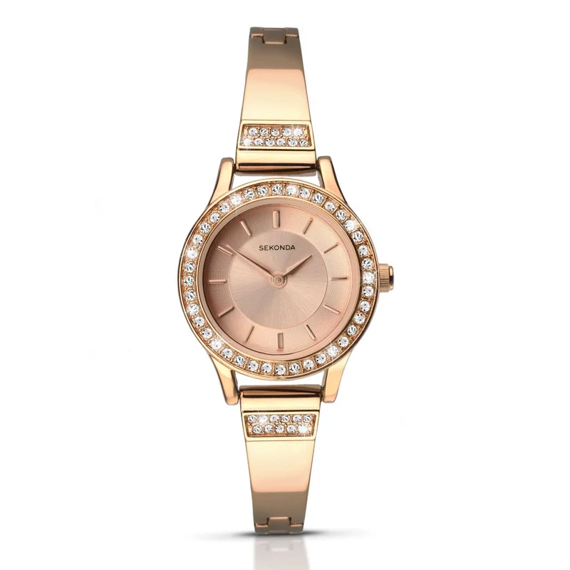Sekonda Dress Quartz Rose Gold Dial Rose Gold PVD Stainless Steel Bracelet Ladies Watch 2203