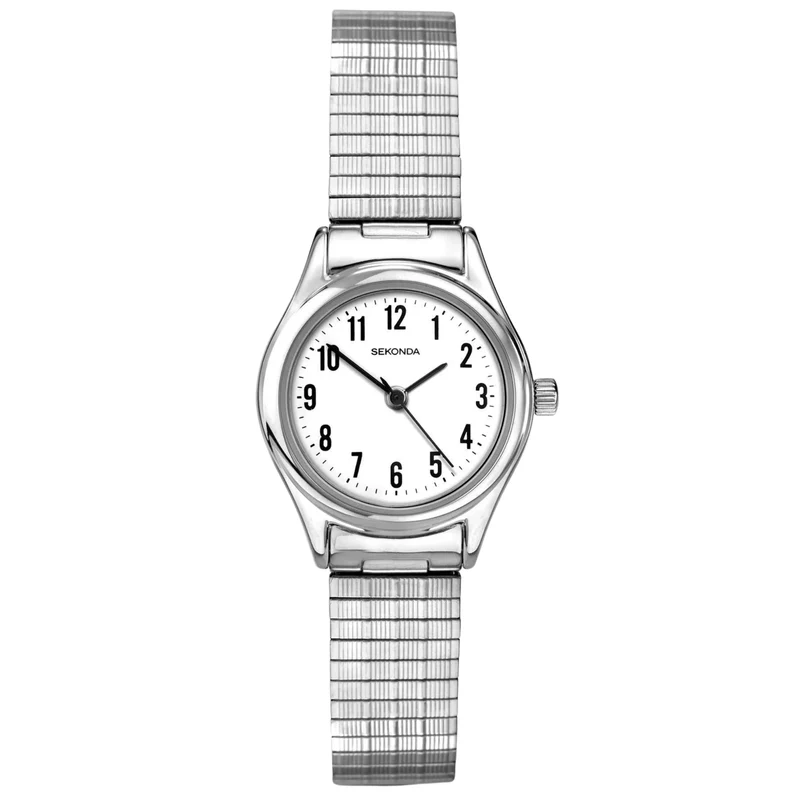 Sekonda Classic Quartz White Dial Silver Expander Stainless Steel Bracelet Ladies Watch 4601.00