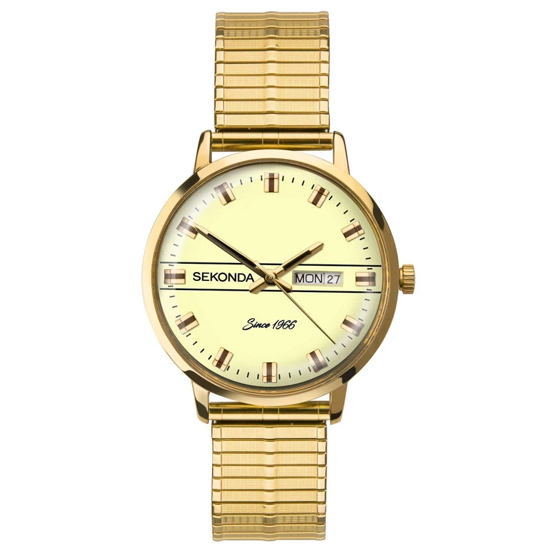 Sekonda Classic Quartz Gold Coloured Dial Stainless Bracelet Men's Watch 1952
