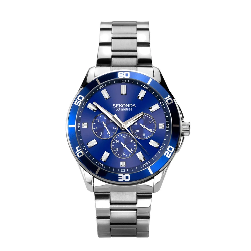 Sekonda Sports Quartz Blue Dial Stainless Steel Bracelet Men's Watch 1779