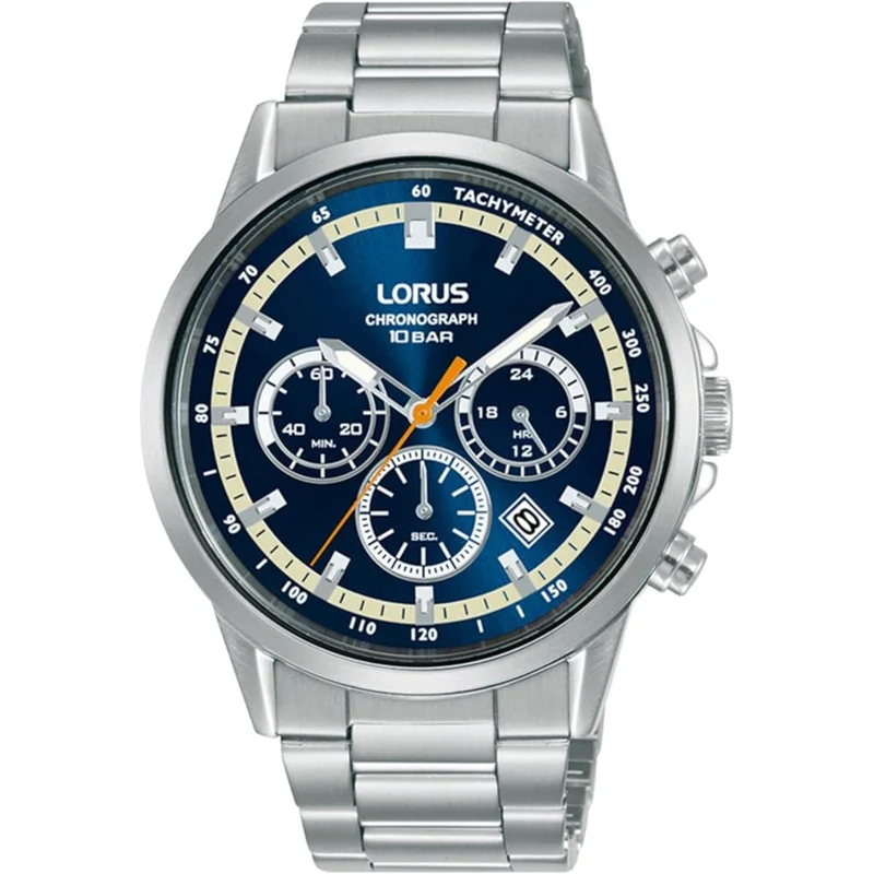 Lorus Sports Chronograph Quartz Blue Dial Stainless Steel Bracelet Men's Watch RT391JX9