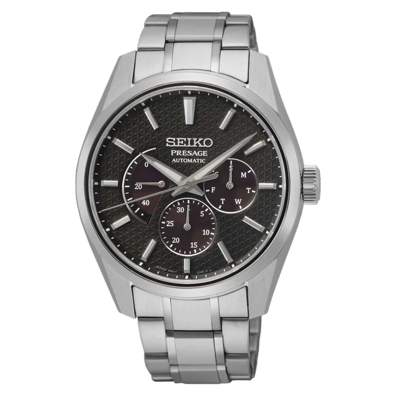 Seiko Presage Sharp Edged "Kurotobi" Russet Automatic Brown Dial Stainless Steel Bracelet Men's Watch SPB307J1