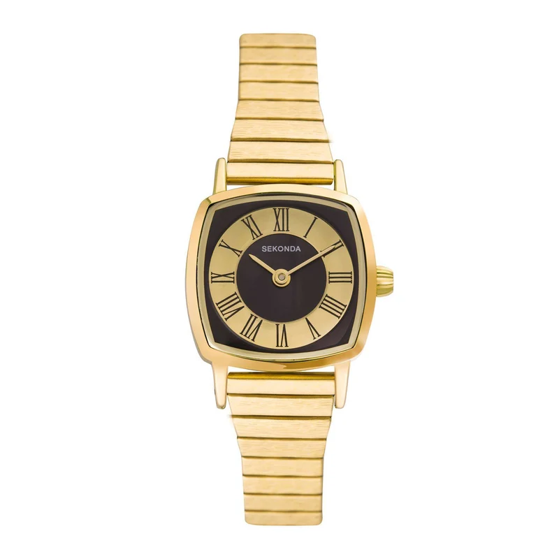 Sekonda Heritage Quartz Black Dial Gold PVD Stainless Steel Bracelet Ladies Watch 40379