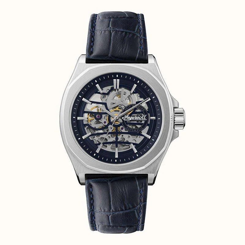 Ingersol The Orville Automatic Navy Blue Leather Strap Blue Dial Men's Watch I09306