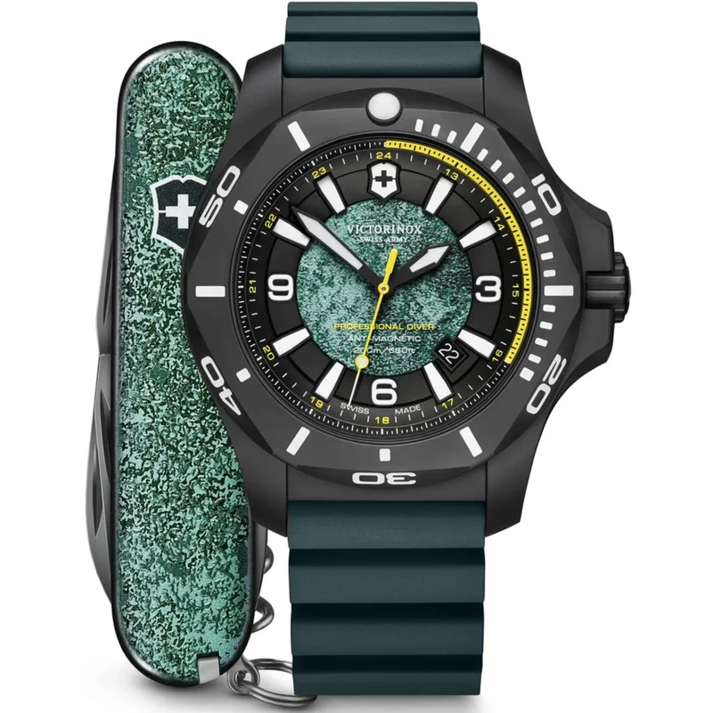 Victorinox I.N.O.X 45mm Professional Diver Limited Edition Black Dial Rubber Mens Quartz Watch 241957.1