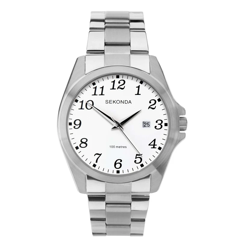 Sekonda Classic Quartz White Dial Stainless Steel Bracelet Men's Watch 1635