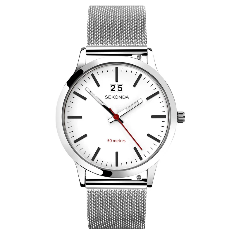 Sekonda Classic Quartz White Dial Milanese Bracelet Men's Watch 1940