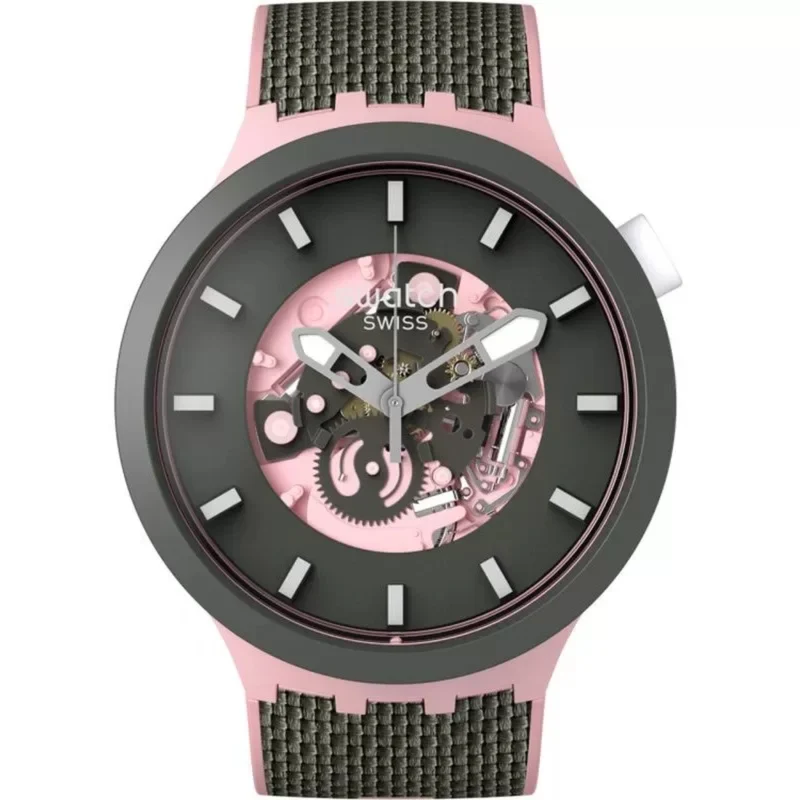 Swatch MISTY CLIFFS Big Bold Black/Pink Dial Women's Watch SB05P100