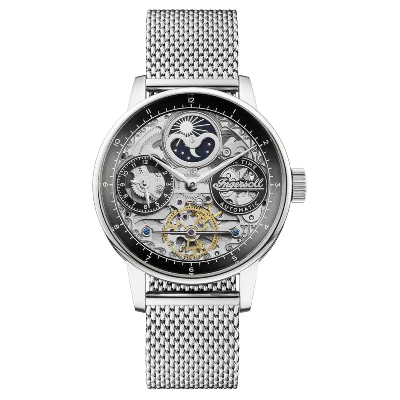 Ingersoll The Jazz 1892 Automatic Black Dial Silver Steel Bracelet Men's Watch I07708