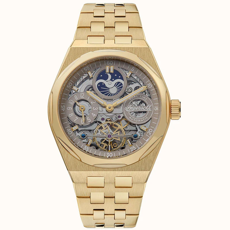 Ingersoll The Broadway Automatic Brown Dial Gold PVD Stainless Steel Bracelet Men's Watch I12902