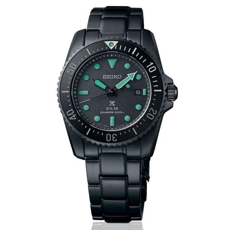 Seiko Prospex Black Series Night Vision 1965 Re-interpretation Solar Limited Edition Black Dial Watch SNE587P1