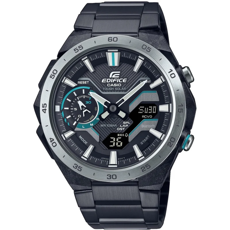 Casio Edifice Windflow Solar Quartz Black Dial Black IP Stainless Steel Bracelet Men’s Watch ECB-2200DD-1A