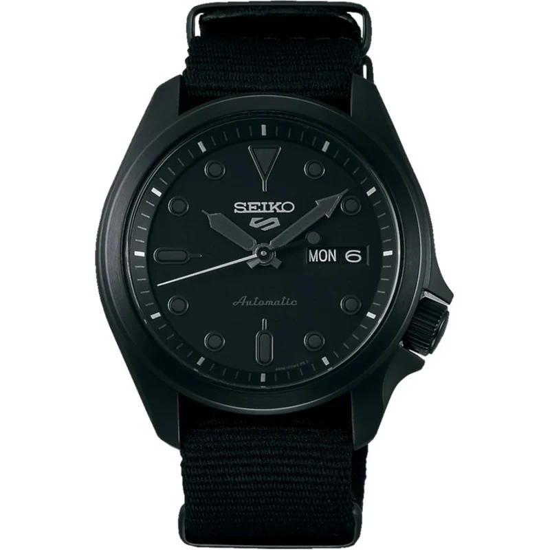 Seiko 5 Sports Solid Boy Automatic Midnight Black Dial Nylon Strap Men's Watch SRPE69K1