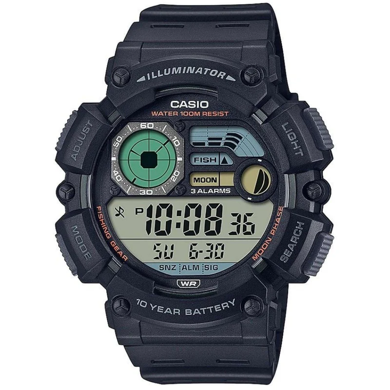 Casio Moon Fishing Phase "Fish Finder" Quartz Mens Watch WS-1500H-1AVEF