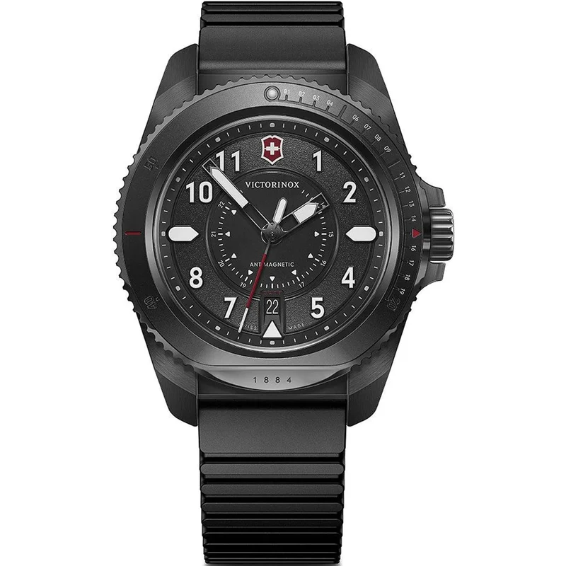 Victorinox Journey 1884 43mm Black Dial Rubber Mens Quartz Watch 241982