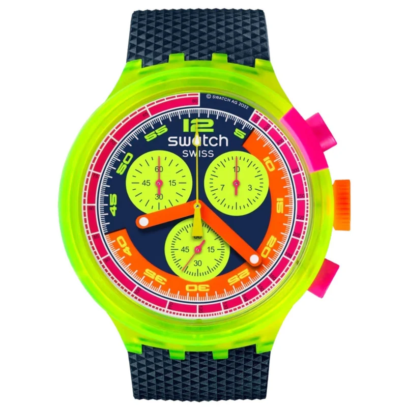 Swatch NEON TO THE MAX Black and Neon Watch SB06J100