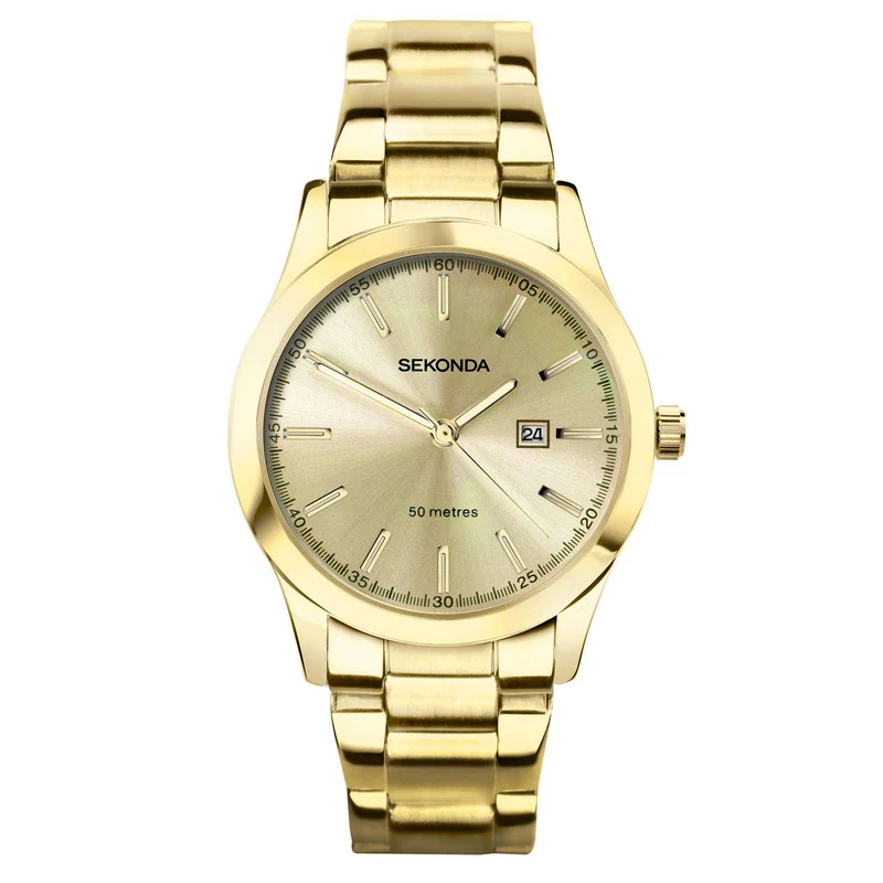 Sekonda Classic Colour Pop Quartz Champagne Dial Gold PVD Stainless Steel Bracelet Ladies Watch 40428